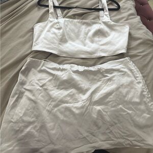 Abercrombie & Fitch Cream Satin Two-Piece Set